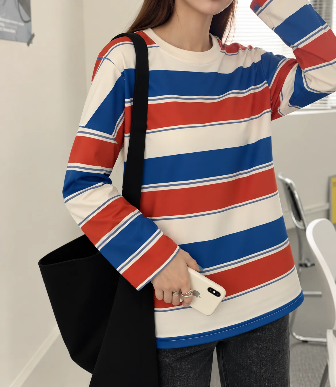 Unisex Y2K Striped T Shirt 2026 Fall Winter Thin Loose Fit Long Sleeve Rainbow Stripe Casual Blouse Top Streetwear T Shirt Women