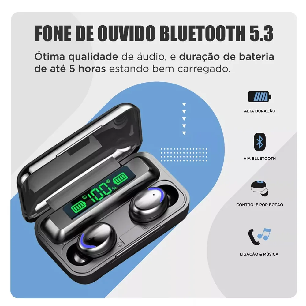 Bluetooth Earphone F9-5C Sports TWS Wireless Headphones Stereo Headset Bass Earbuds with Microphone for Iphone Xiaomi 10Pieces