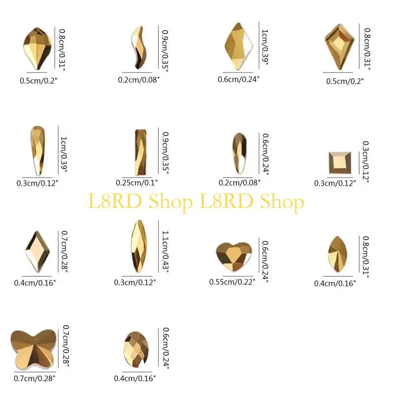 L8rd Multips Tailles Art Hingestones Flat Back Gold Diamond Stones For Nails Art DIY Vêtements artisanaux bijoux