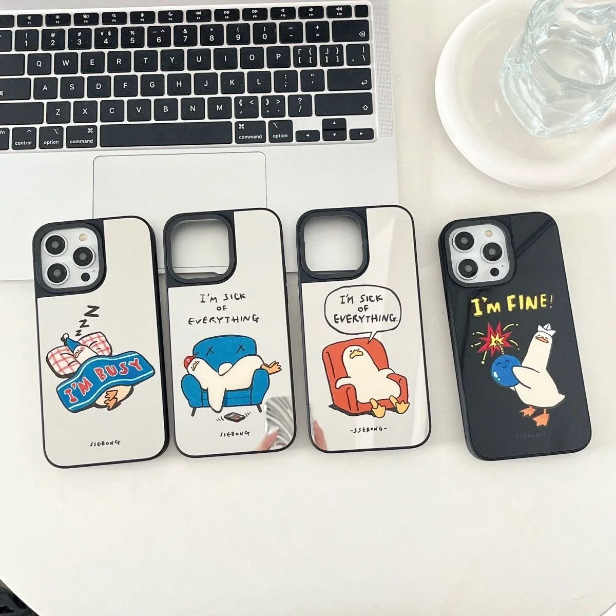 Sick of Everything Duck Mirror Surface MagSafe Phone Case Cover for IPhone 11 12 13 14 15 16 Pro Max Case for IPhone 16 Pro Max