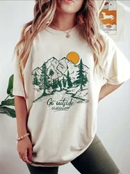 Mountain Adventure T-Shirt Clothing T-Shirt Women's O-Neck Casual T-Shirt Short Sleeved Printed Clothing Women's Pattern Top T-S