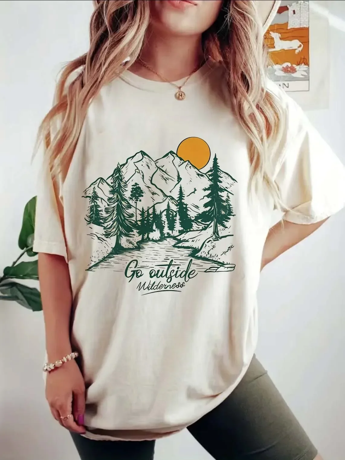 Mountain Adventure T-Shirt Clothing T-Shirt Women's O-Neck Casual T-Shirt Short Sleeved Printed Clothing Women's Pattern Top T-S