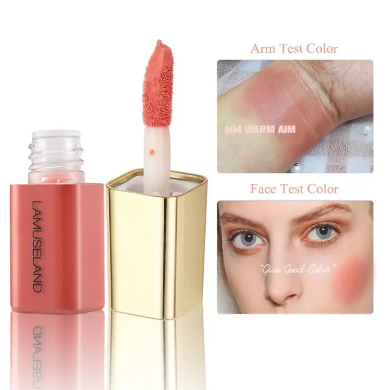 New Liquid Cheek Blush Facial Nourishing Blusher Gel Cream Multi-purpose For Eyes Lips Makeup Blush Stick Cosmetics With Sponge