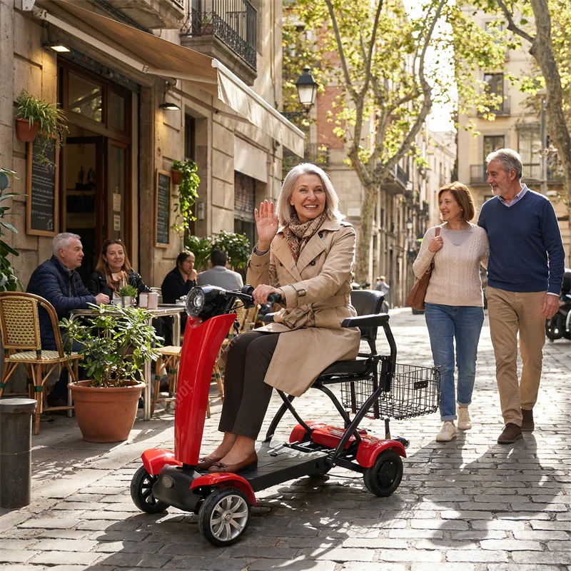 Automatic Folding Double Motor Electric Scooter 4 Wheel 36V 500W Lightweight Foldable Mobility Scooter For Elderly