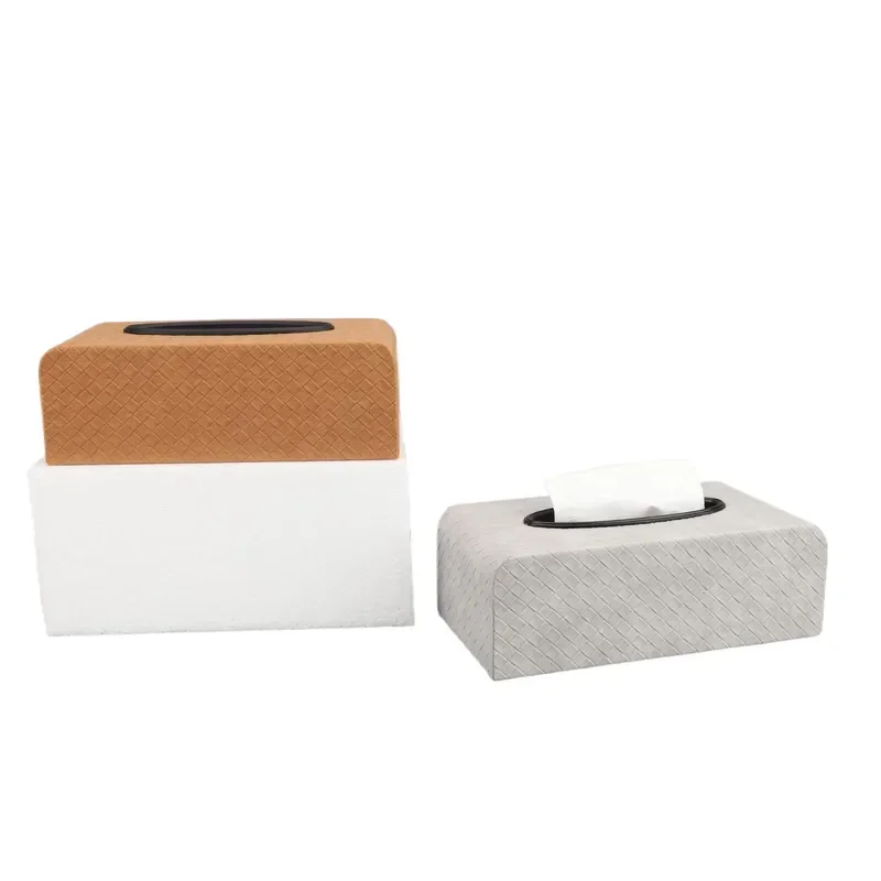 New Chinese Style Leather Tissue Box for Living Room Coffee Table Study Dining Table TV Cabinet Desktop Soft Decoration