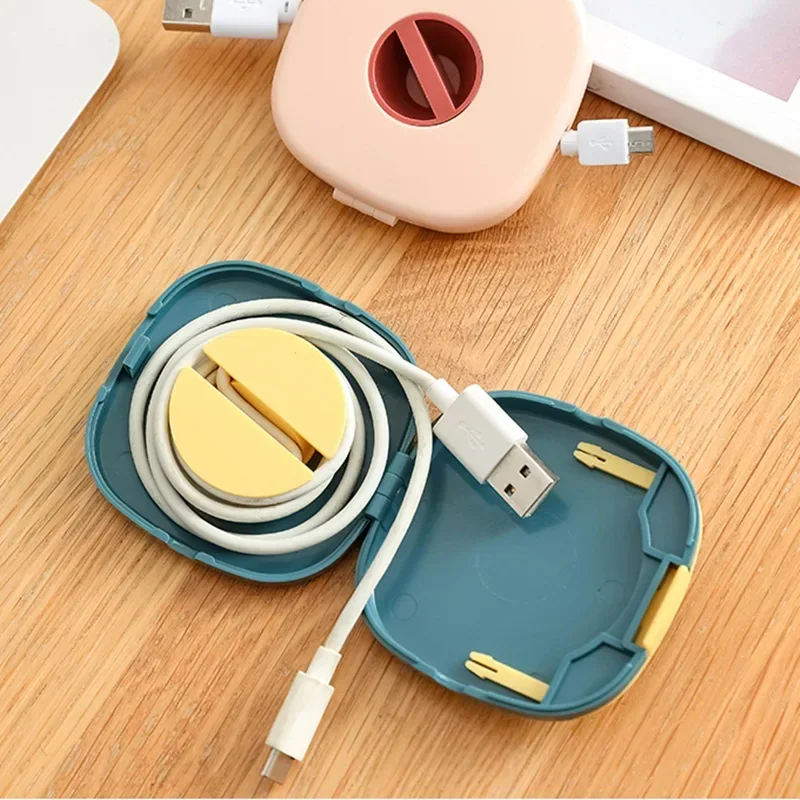 1PC Cable Organizer Rotating Cable Winder Box Plastic Portable Wire Storage Case Phone Holder Mouse Wire Earphone Cord Storage