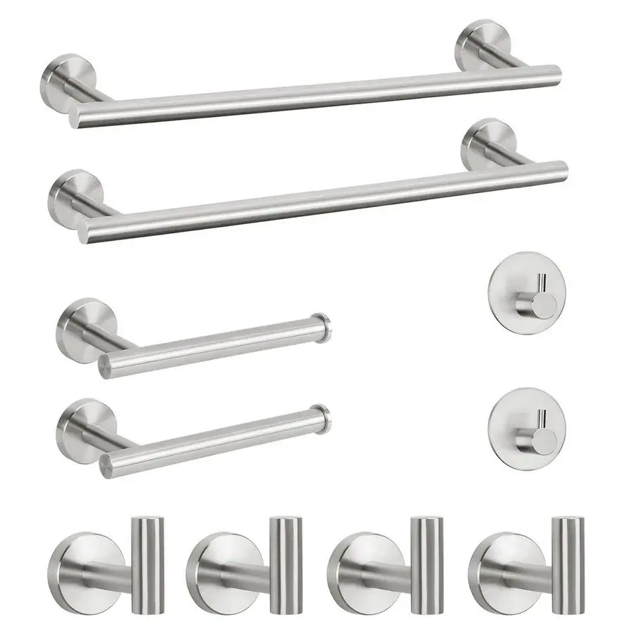 

Bathroom Hardware Set SUS 304 Thicken Stainless SteelTowel Bar Set Include 16 Towel Rod, Toilet Paper Holder, Multifunctional Ho