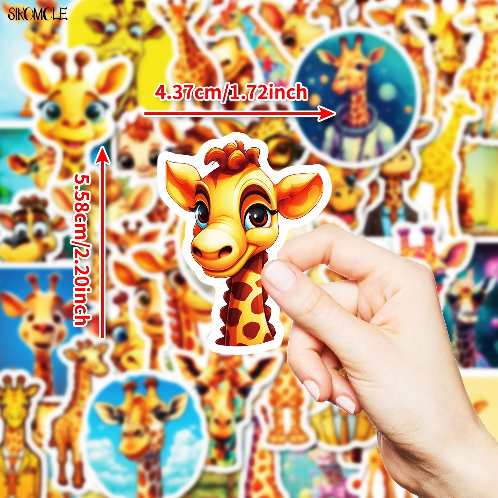 10/30/50pcs Cartoon Cute Giraffe Stickers Kawaii Animals Aesthetic DIY Laptop Guitar Travel Luggage Skateboard Graffiti Sticker