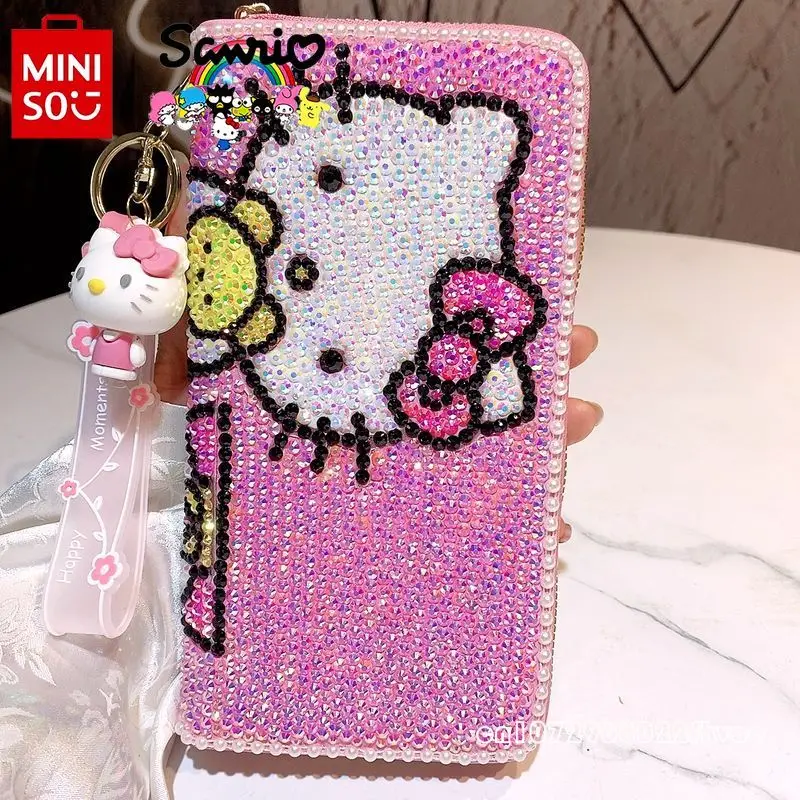 Hello Kitty nieuwe damesportemonnee mode hoge kwaliteit diamant ingelegde multi-kaart opbergtas cartoon multifunctionele portemonnee