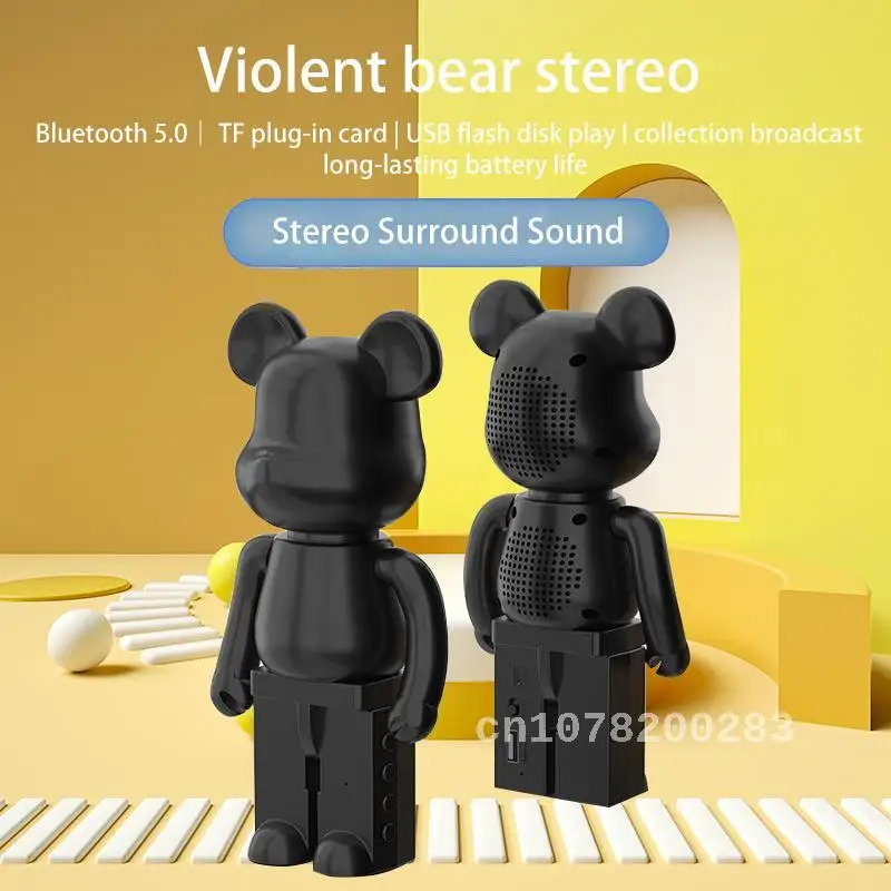 LS-02 Electroplated Violent Bear Bluetooth Speaker Gradient Fluid Graffiti Trend Bear Creative Desktop Decoration Audio Cartoon