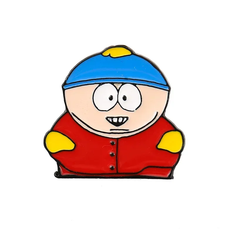 Cartoon Park TV Cartman Figure Badges Lapel Pins for Backpacks Metal Enamel Cute Badge Clothes Jewelry Clothing Accessories