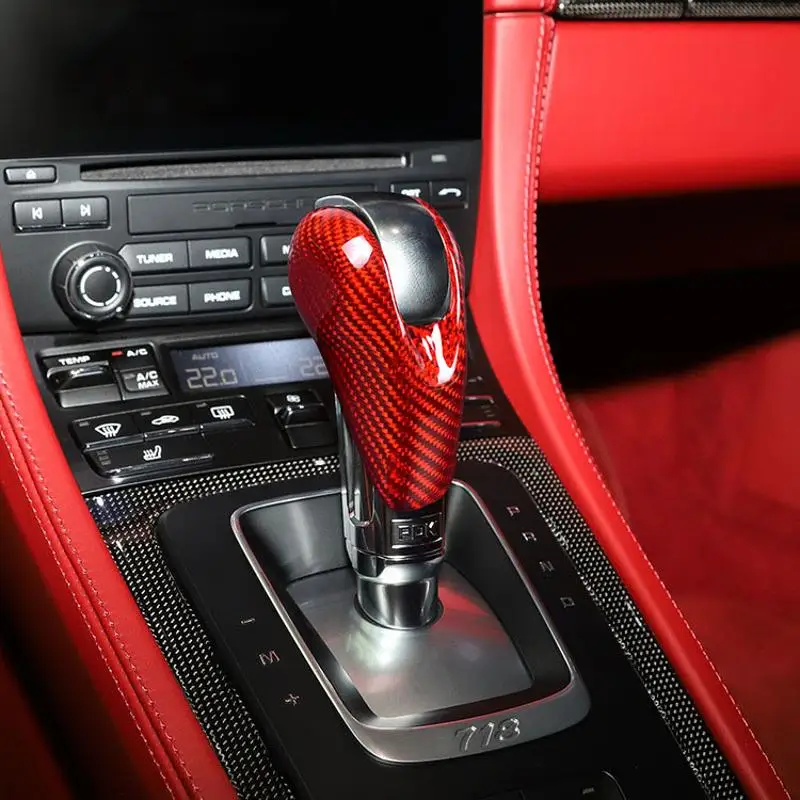 

Новая энергетическая ручка переключения передач из углеродного волокна, модификация автомобиля, подходит для Porsche 718 911 Pana 10-16 Macan 14-21, автомобильные моды, автомобильные гаджеты