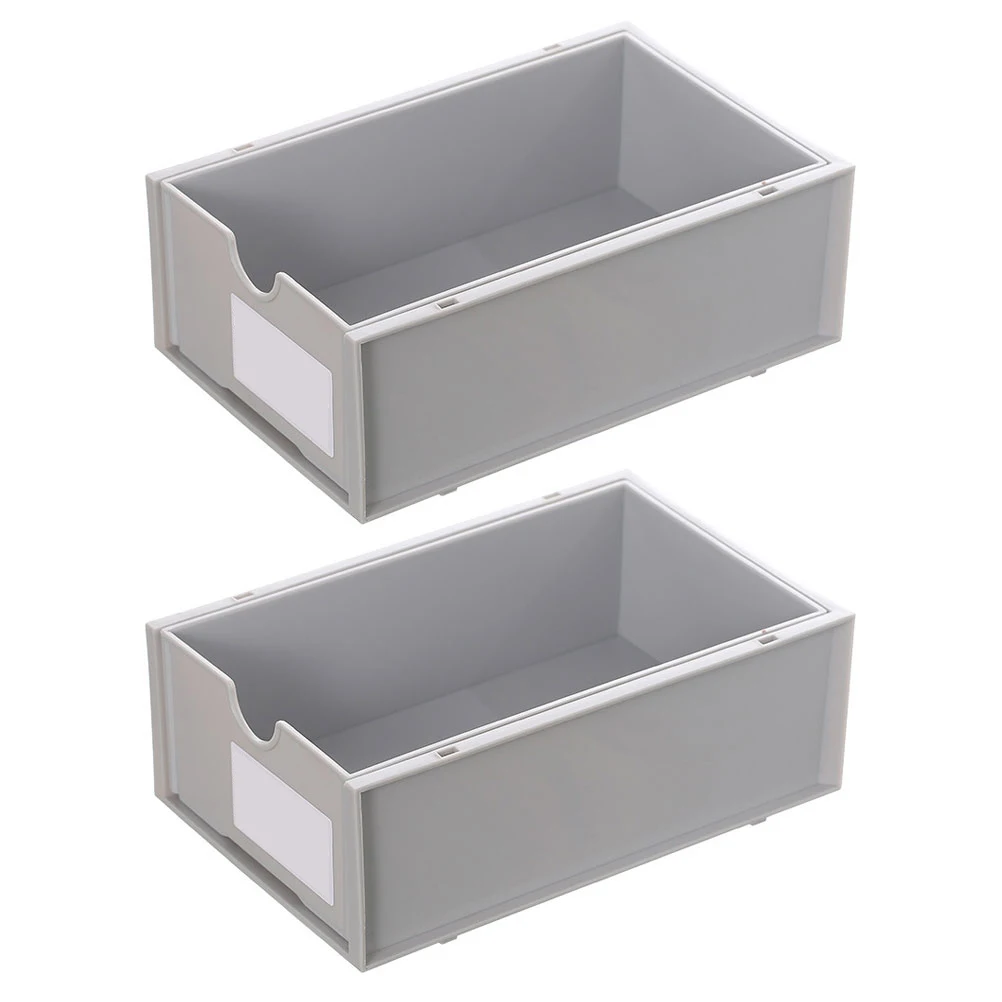 

2Pcs Drawer Type Storage Box Plastic Case Stationery ganizer Desktop Pp Office Stackable Pen Cream Jewelry Storage