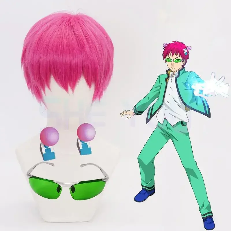 Anime The Disastrous Life Of Saiki K. Cosplay Props Saiki Kusuo Wig Hairpins Glasses Green Lens Sunglasses Accessories