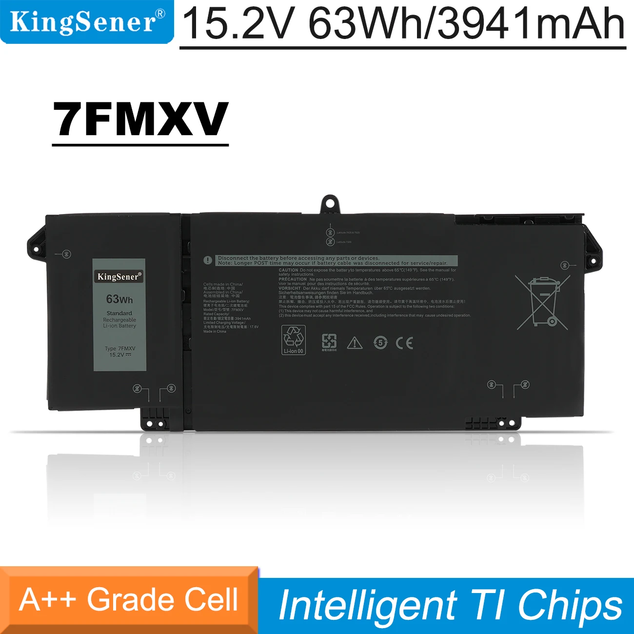 

KingSener 7FMXV Laptop Battery For DELL Latitude 13 5320 7320 14 7420 15 7520 P134G001 P135G001 P138G001 FMXV 0TN2GY TN2GY 4M1JN