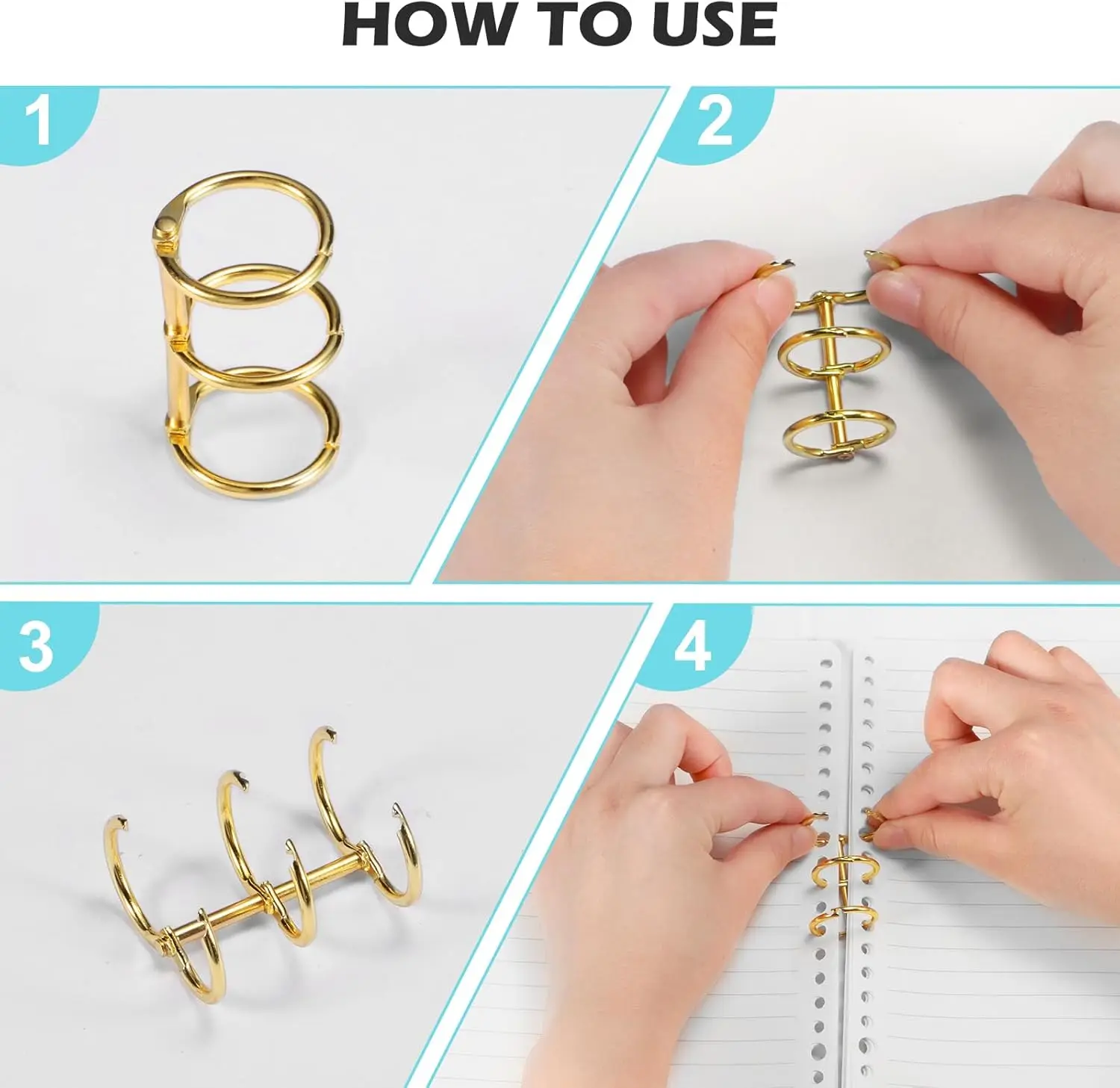 8 Pcs 3-Ring Metal Loose Leaf Binders Book Rings Perfect for DIY Travel Journals, Photo, Document Binding, and Craft Projects