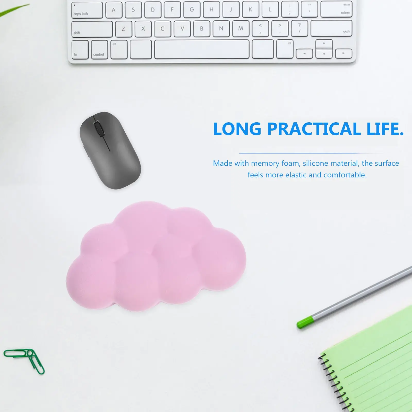 

Mouse Rest Wrist Ergonomic Elasticity Pink Memory Foam Pad Support