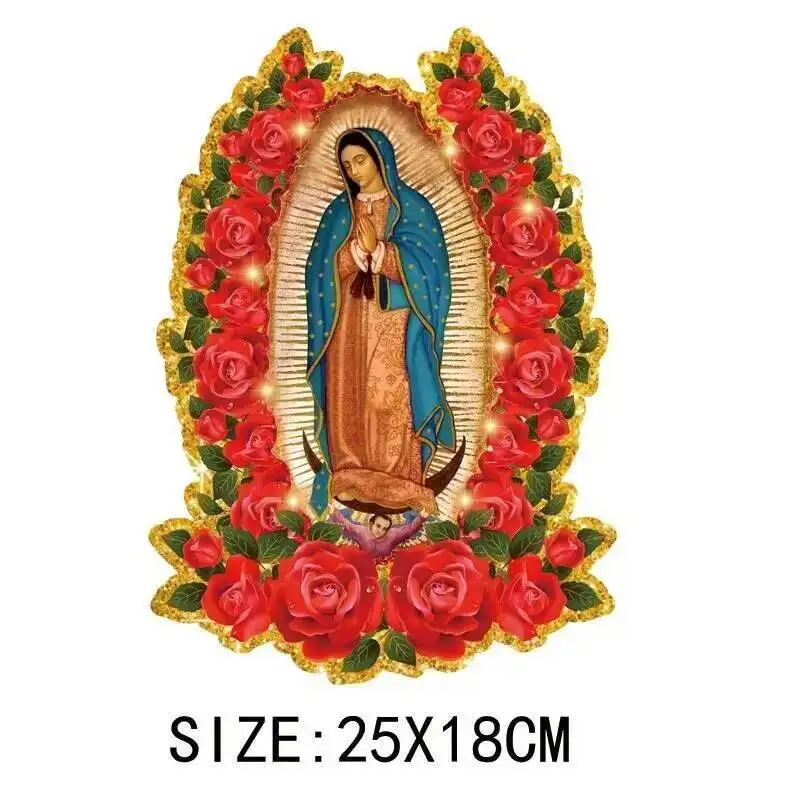 Beautiful Christian Mary Of Virgin Thermo Heat Transfer Sticker On Clothes DIY Washable Print-On T-Shirt Iron On Patches Decor