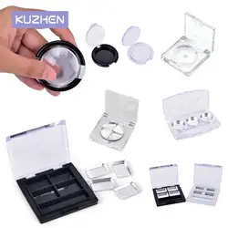 Square Eyeshadow Case 2/3/4 Palettes Pans, Eye Shadow Container, Empty Cosmetic Blusher Compact, Clear Base And Black Base