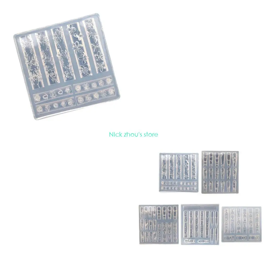 

E15E Гибкая силиконовая форма для дизайна ногтей с изображением бабочек и цветов. Домашний аксессуар для творческих проектов.