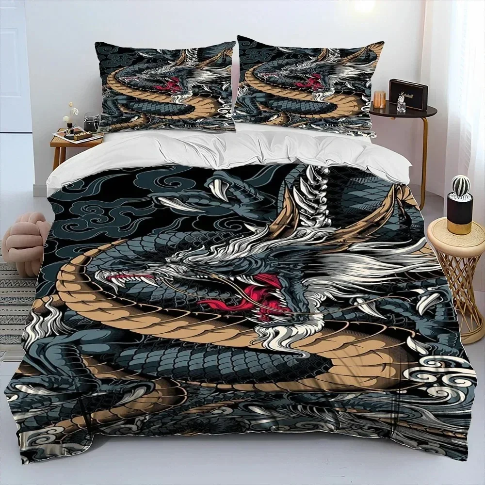 

Dragon Cartoon Comforter Bedding Set Duvet Cover Bed Set Quilt Cover Pillowcase King Queen Size Bedding Set for Adult Child