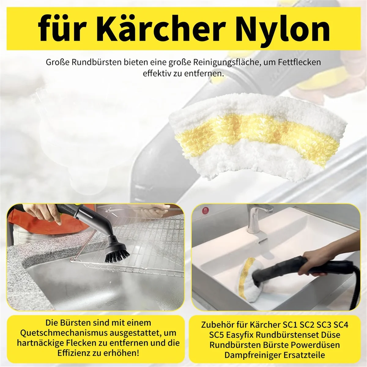 

FZFZ для пароочистителя, аксессуары Easyfix SC1 SC2 SC3 SC4 SC5, набор круглых щеток, запасные части для чистящего средства