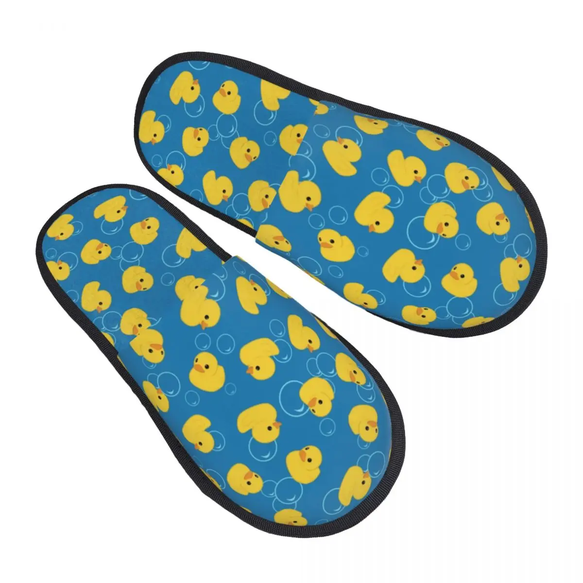 Custom Print Cute Yellow Bath Rubber Ducky Pattern House Slippers Cozy Warm Memory Foam Fluffy Slipper Indoor Outdoor Shoes