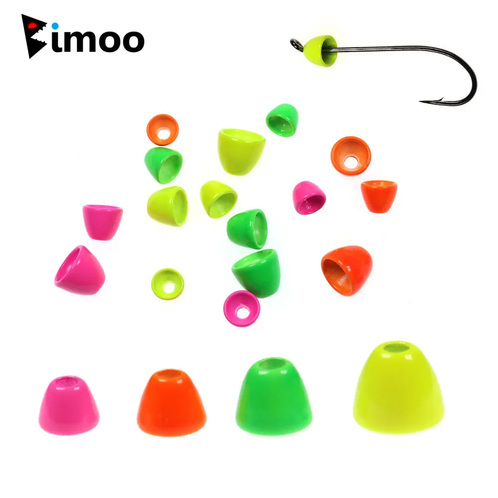 Bimoo 10 Stück UV-farbige Messing-Kegelkopfperlen Fliegenbindematerial Kegelkopfperlen für Tube Flies Woolly Buggers Streamer Angelköder