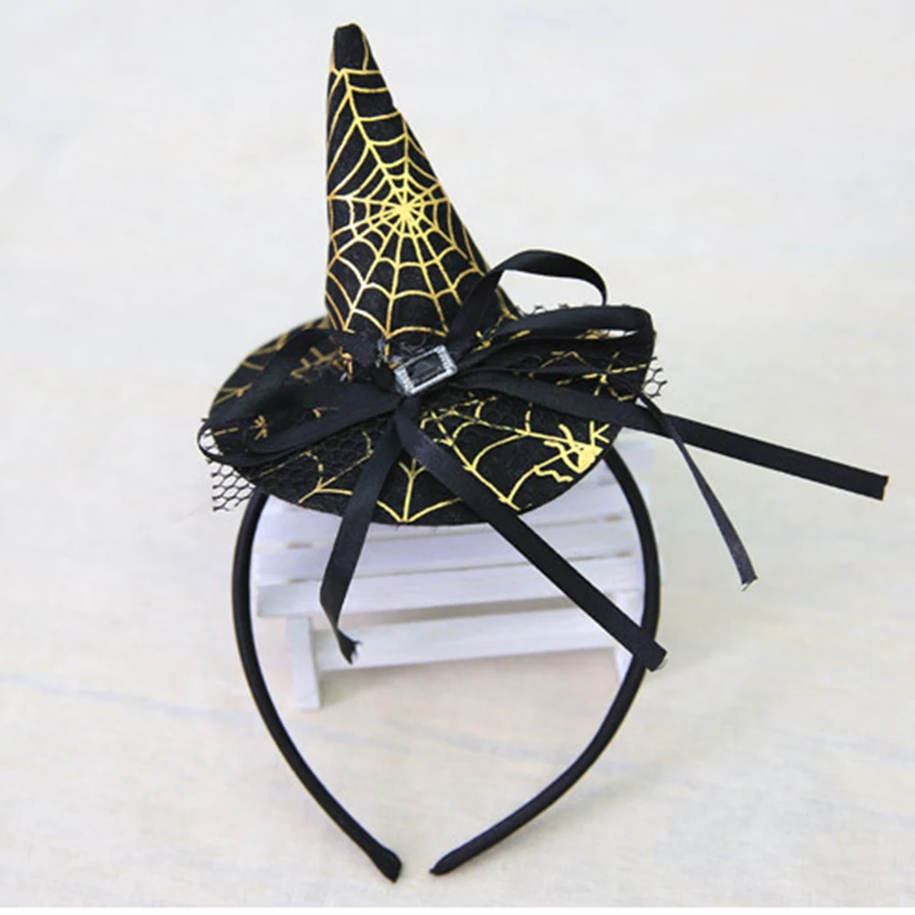 

Mini Pointy Hat Witch Headb Halloween Children Headwear Cosplay Hairb One Size Fits Girls Women PVC Fabric Trick Treating