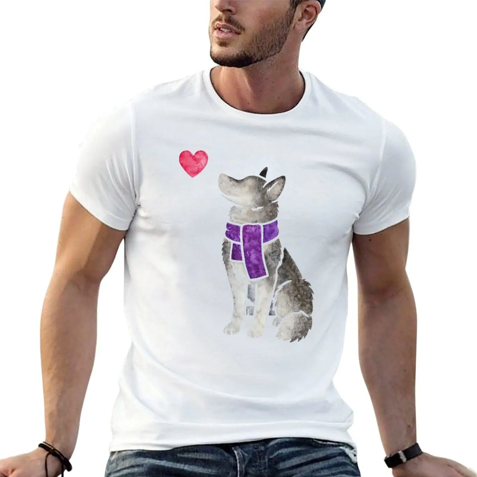 Watercolour Siberian Husky T-Shirt graphic t shirts Louboutins Men's cotton t-shirt