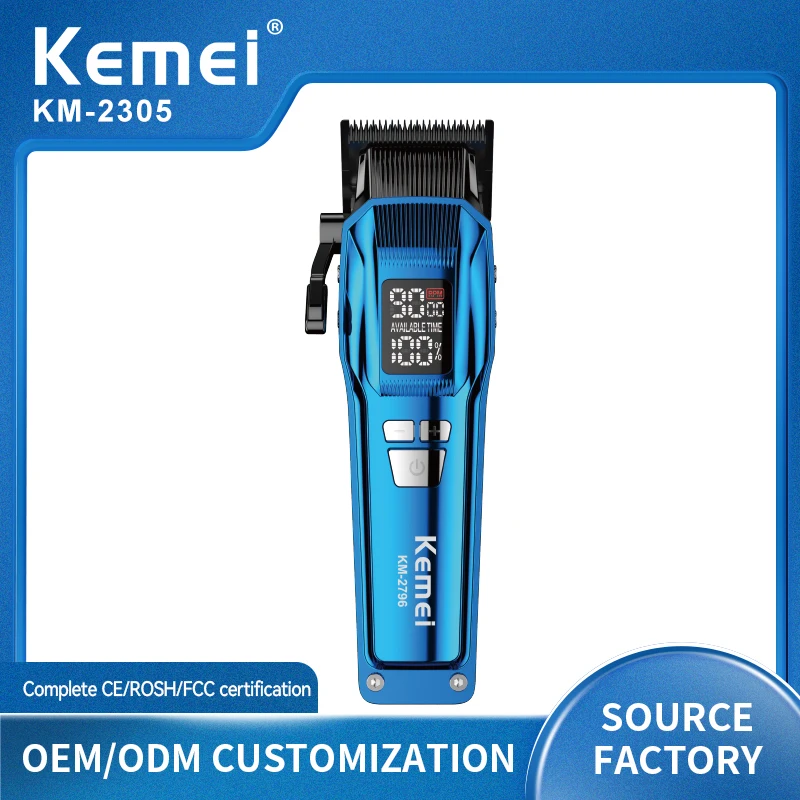 

Kemei KM-2796 Brushless Motor DLC Blade LCD Display 9000RPM Professional Hair Clipper Hair Cutting Machine Hair Trimmer for Men