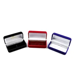 Black Red Blue Velvet Cufflinks Gift Box Men Shirt Packing Case Cuff Link Tie Clip Boxes Rectangular  Wholesale