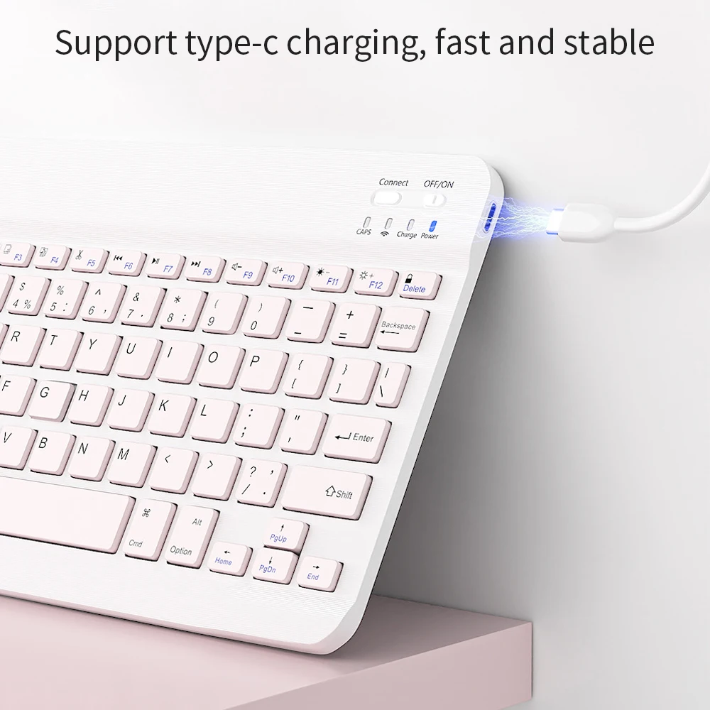 Klawiatura bezprzewodowa Bluetooth dla urządzeń z systemem iOS, Android i Windows, tabletów, iPad Air Mini Pro, klawiatura w kolorze ciemnozielonym, wersja hiszpańska, koreańska, portugalska.