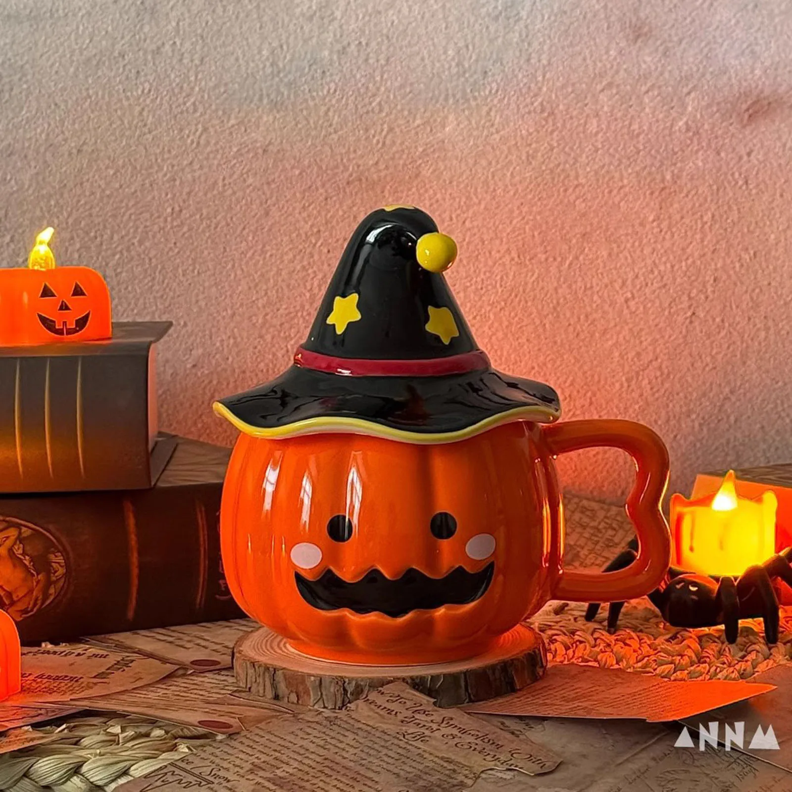 كوب اليقطين للهالوين، كوب قهوة من السيراميك مع غطاء، هدية مثالية مناسبة للأصدقاء والأطفال وأعياد الميلاد