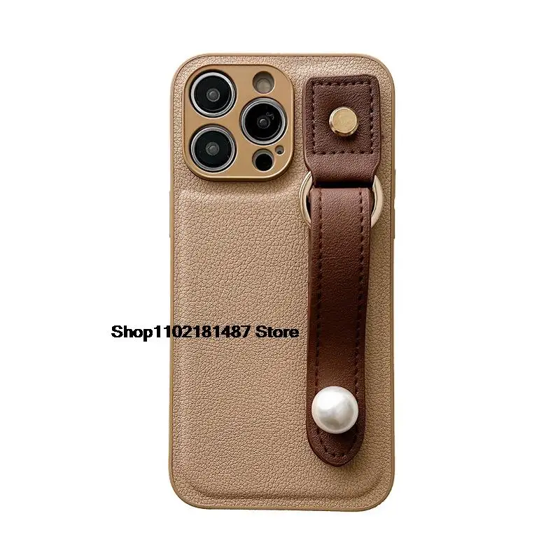 

Fashion IPhone 14Max Luxury Pearl Wristband Phone Case 13Promax XSMAX XS XR Premium 12 11 Pro 8Plus 7G Leather Drop Protection