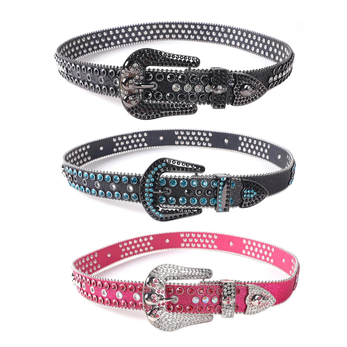 

Fashion Unisex Rhinestone Belt Punk Rock Trend Sequins Inlaid Diamonds Waistband Jeans Luxury Designer Accessories bb Belt