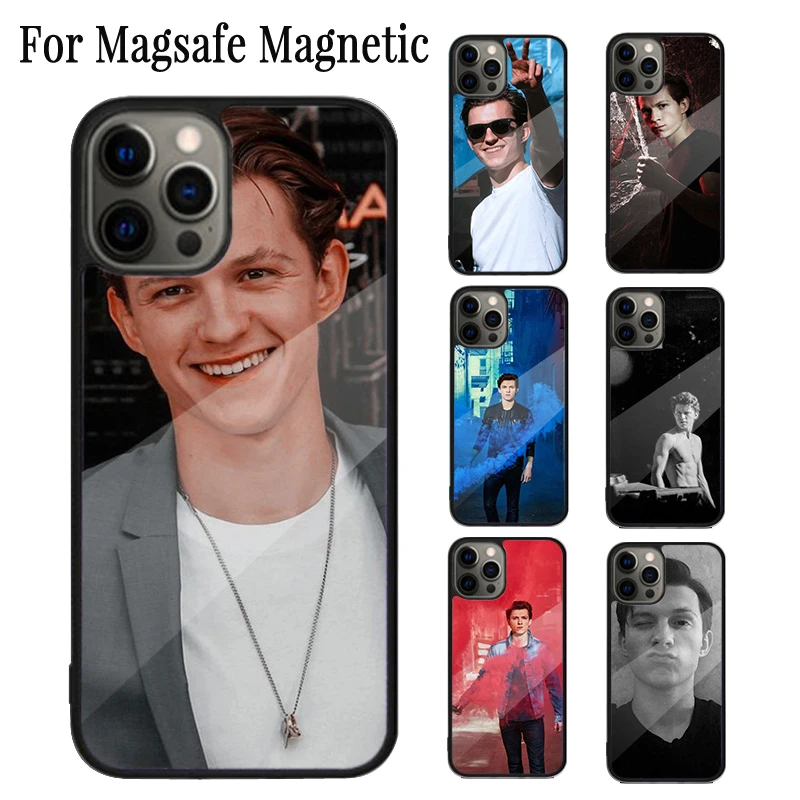 Tom Holland Handsome Magnetic Phone Case Coque For iPhone 16 15 14 Plus 13 12 Mini 11 Pro Max Magsafe Wireless Cover Capa