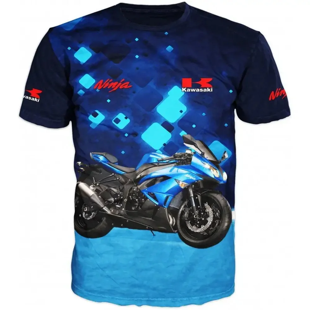 

2025 New Kawasaki Motorcycle Enthusiast Sports T-shirt, Men's Motorcycle Graphic Printed Racing Team Clothing, 2025 Fashion