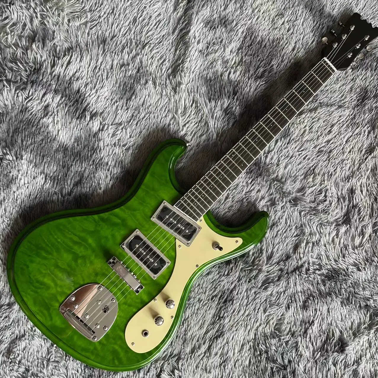 Custom Mosrite Water Ripple 1966 Electric Guitar in Green Color