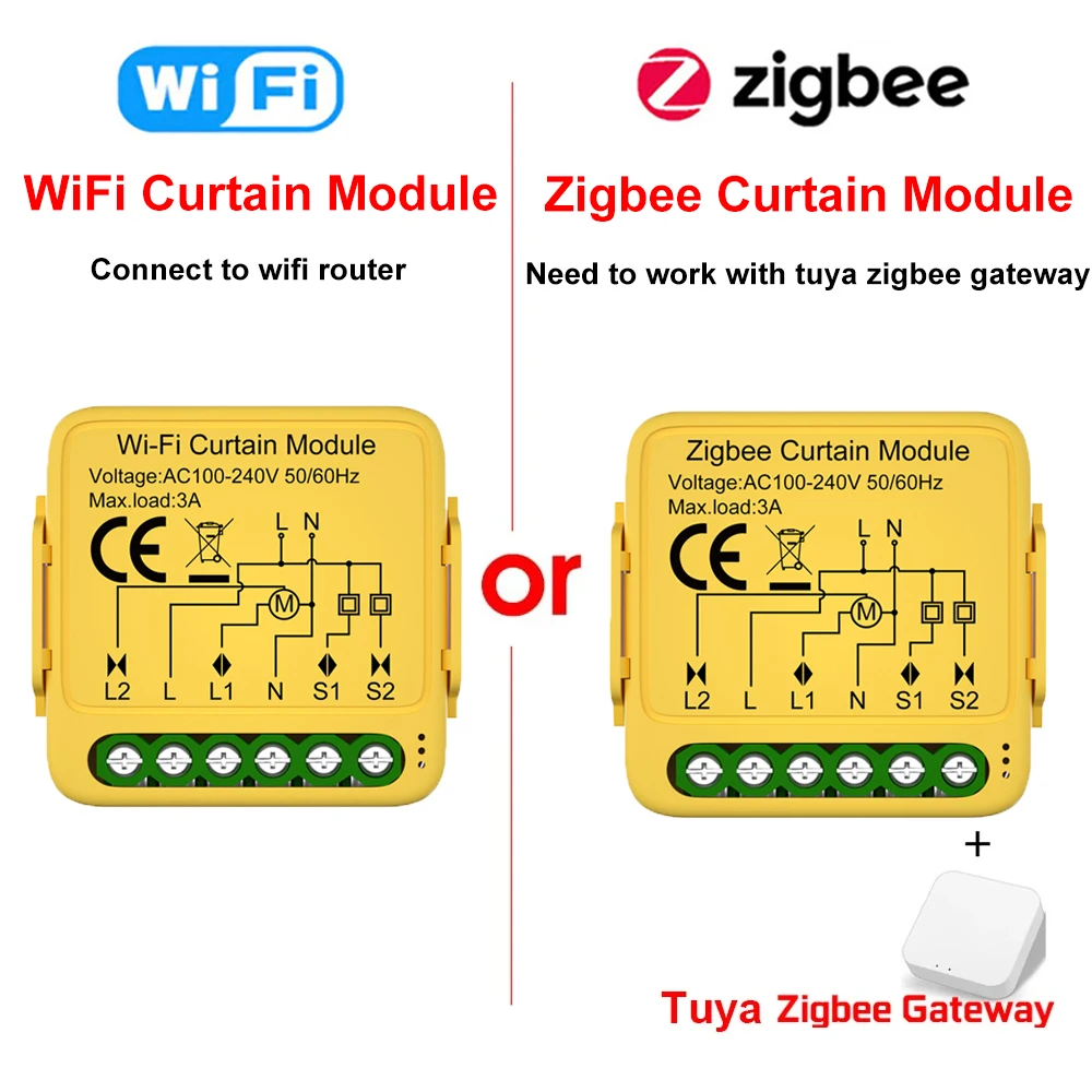 Tuya Smart WiFi Zigbee Curtain Module Blinds Switch Connected Roller Shutter Electric Motor Compatible with Alexa Google Home