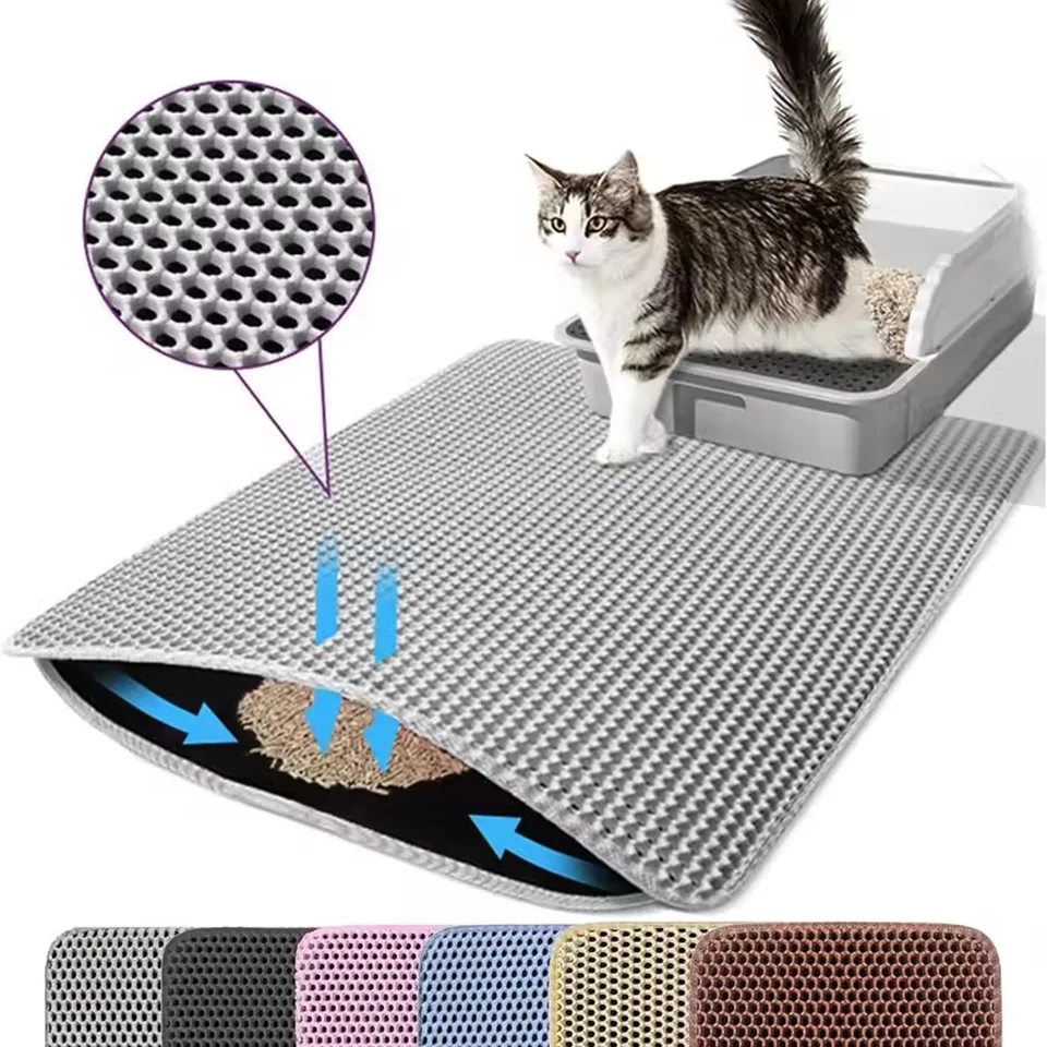 Katzenstreu-Matte Wasserdicht Doppelschichtig Haustier-Toilettenmatte Rutschfeste Waschbare Reinigungsmatte für Katzen
