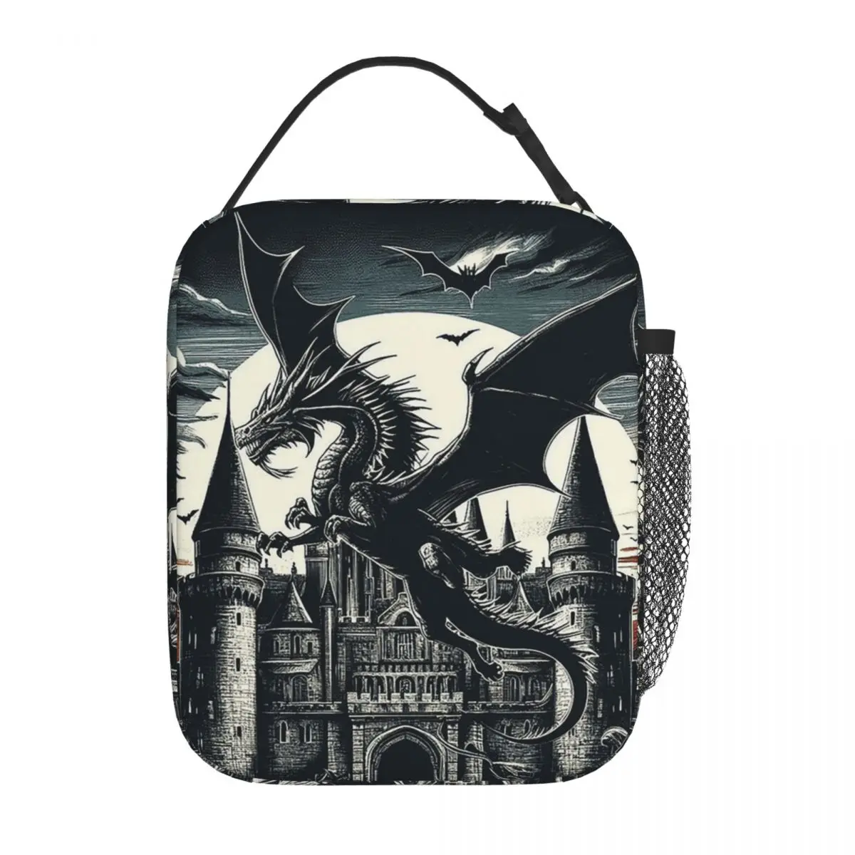 Fantasy Mythical Dragon And Castle Insulated Lunch Bag for Women Children Leakproof Food Boxes Thermal Lunch Box Tote
