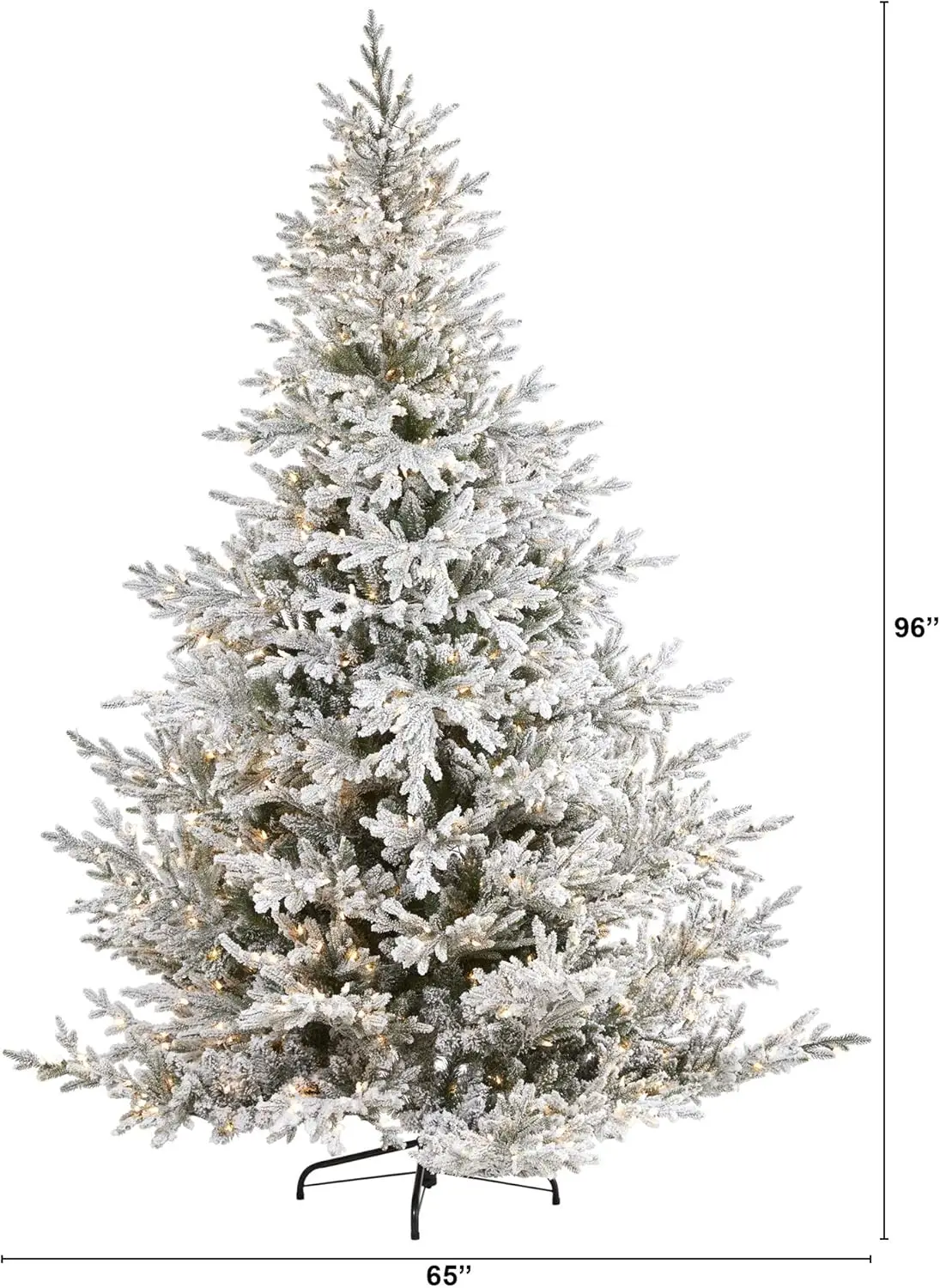 8Ft. Flocked Fraser Fir Artificial Christmas Tree With 800 Warm White Lights And 4892 Bendable Branches