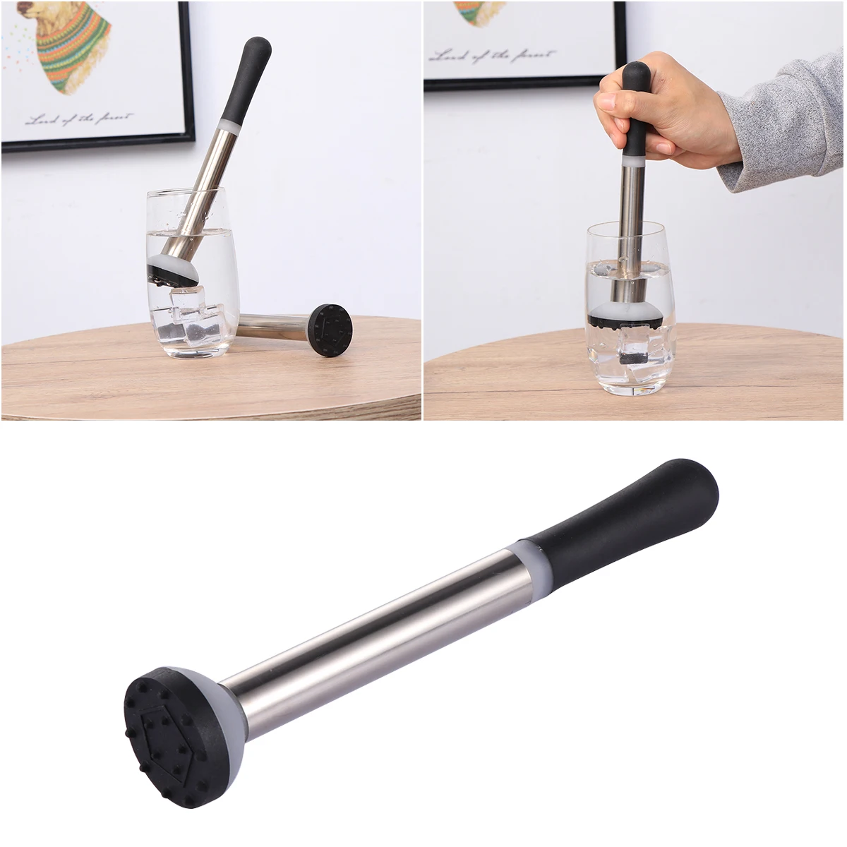 

2 PCS Stainless Steel Popsicles Rustproof Cocktail Tools Metal Serving Spoon Drink Muddler Drinks Rest