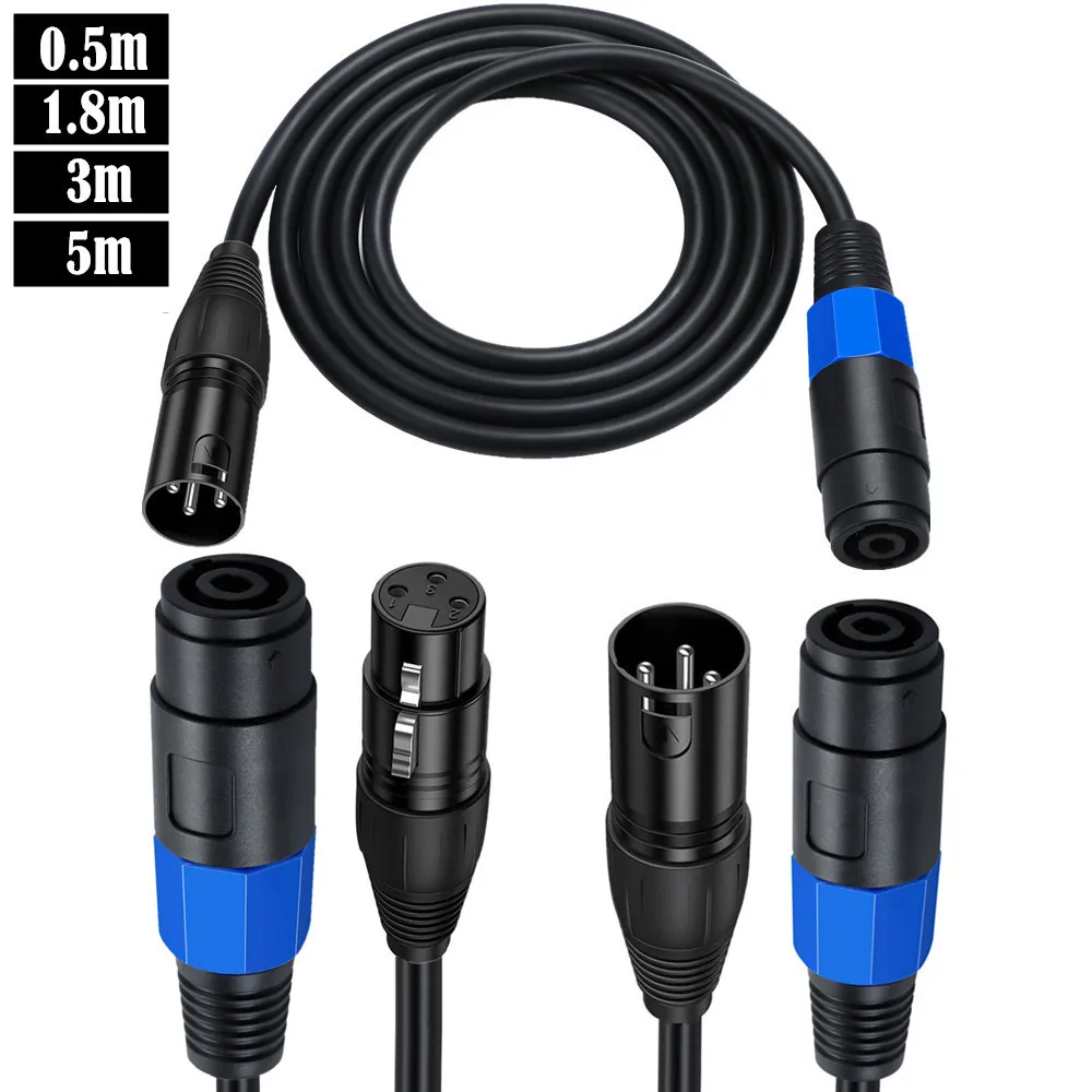 Speakon To XLR Cable Audio Jack Speak SOUND Male To XLR Female Male Extension Cable - Pro DJ PA Gig Stage Microphone Mic 3 Pin