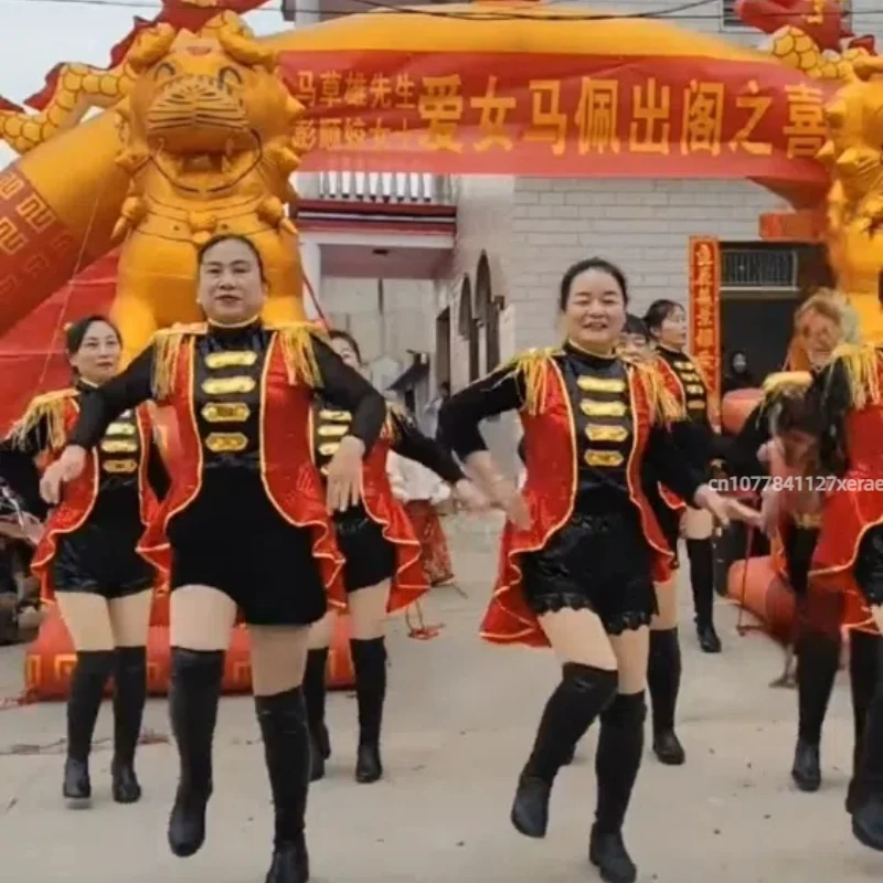 스팽글이있는 새로운 여성 재즈 댄스 의상, 테일 코트 술, 여성 성인 노출 배꼽 댄스 공연 의상 세트