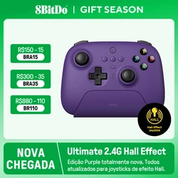 8BitDo - New Ultimate 2.4G Wireless, aktualizacja joysticka z efektem Halla, kontroler do gier na PC, Windows Steam Deck, Android i iPhone