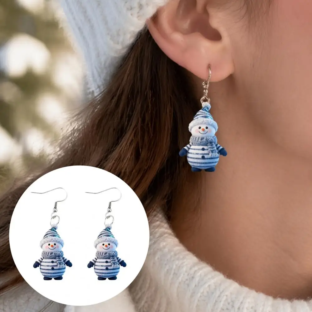 Festive Winter Earrings Cute Christmas Snowman Earrings Acrylic Holiday Dangle Drop Jewelry Winter Party Accessories for Women