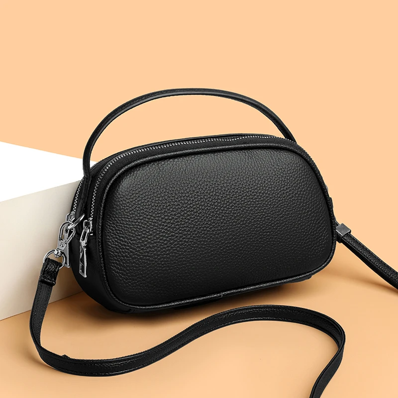 

Высококачественные женские сумки из натуральной кожи, модные женские сумки на плечо на молнии, повседневные женские новые однотонные сумки через плечо для женщин