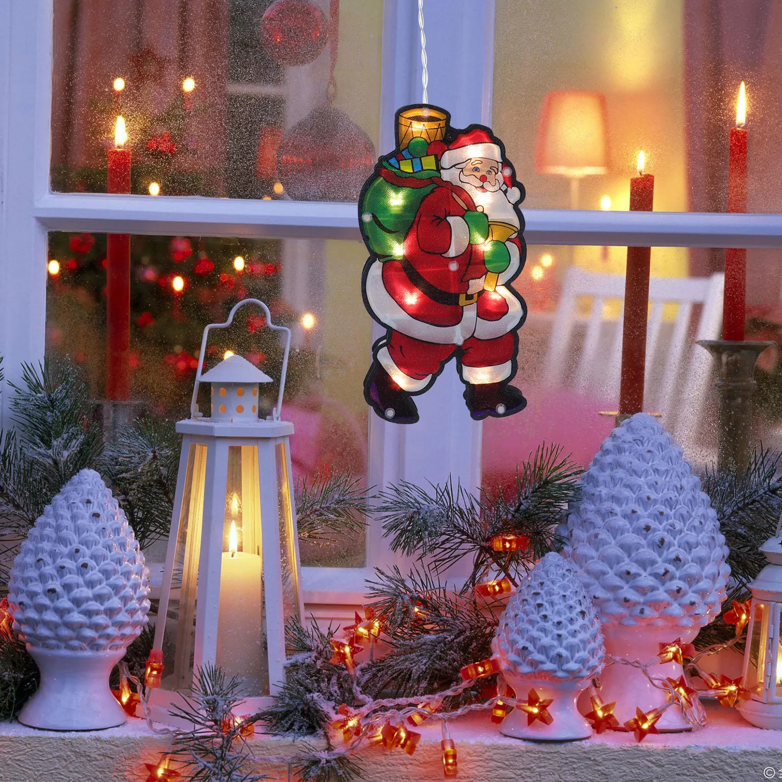 

1pc Christmas Decorative Lamp Hanging Window Shop Decoration Suction Cup Led For Home Party Festival Santa Claus Theme
